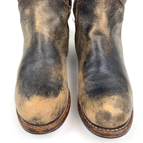 Bedstu Tall Leather Boots Manchester Distressed Brown Lace Back Low Heel Size 9 - Picture 7 of 12